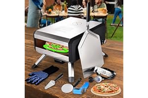 AOSION Pizza Oven Outdoor, 14 Inch Multi-Fuel Rotatable Pizza Ovens,Portable Stainless Steel Pellet Gas Pizza Oven for Outside Backyard Camping.