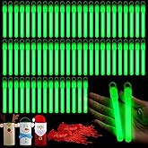 Lewtemi 100 Pack 4" or 6" Bright Glow Sticks Bulk, Glow in the Dark Party Supplies Birthday and Holidays (4 Inch,Green)