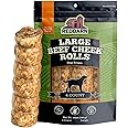 Redbarn Pet Products All-Natural Large Beef Cheek Rolls for Dogs, Chicken & Carrot Glazed - Single Ingredient Grain-Free Chew Treat Naturally Rich in Collagen - Packaging May Vary, Pack of 4