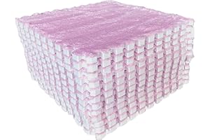 easycustomerlee 12pcs Interlocking Carpet Shaggy Soft EVA Foam Mats Fluffy Rugs Protective Floor Tiles Exercise Play Mats for Children Kids Room Home Parlor Bedroom(Pink)