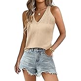 Yeokou Sweater Vest for Women Crochet Tank Top Knitted Tops Camis Tee V Neck Sleeveless Summer Shirts Pullover