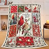Cardinal Throw Blanket Christmas Cardinals Flannel Blankets Red Birds Plush Super Soft Cozy Warm Decor Gifts for Boys Girls Kids Adults Men Women 40" x 50"