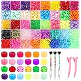 obeoby 9x6mm Bulk Pony Beads for Braids, 2005Pcs Hair Beads Kit for Braids Friendship Bracelet Making Valentine's Day Gifts Girls Classmates