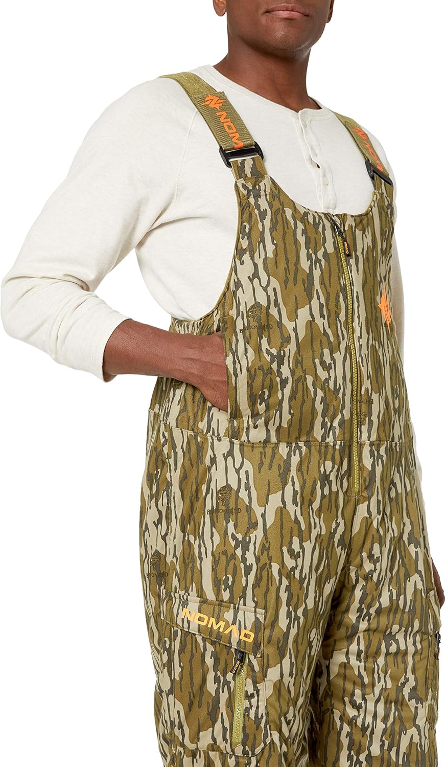 Nomad Mens Conifer Bib | Waterproof & Wind-Resistant Performance Camo Hunting Bib: Clothing