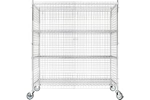 Krollen Industrial 24"x60"x70" Metal Wire Chrome Security Heavy Duty Commercial NSF Certified Storage Unit | Mobile Wire Security Cage Kit