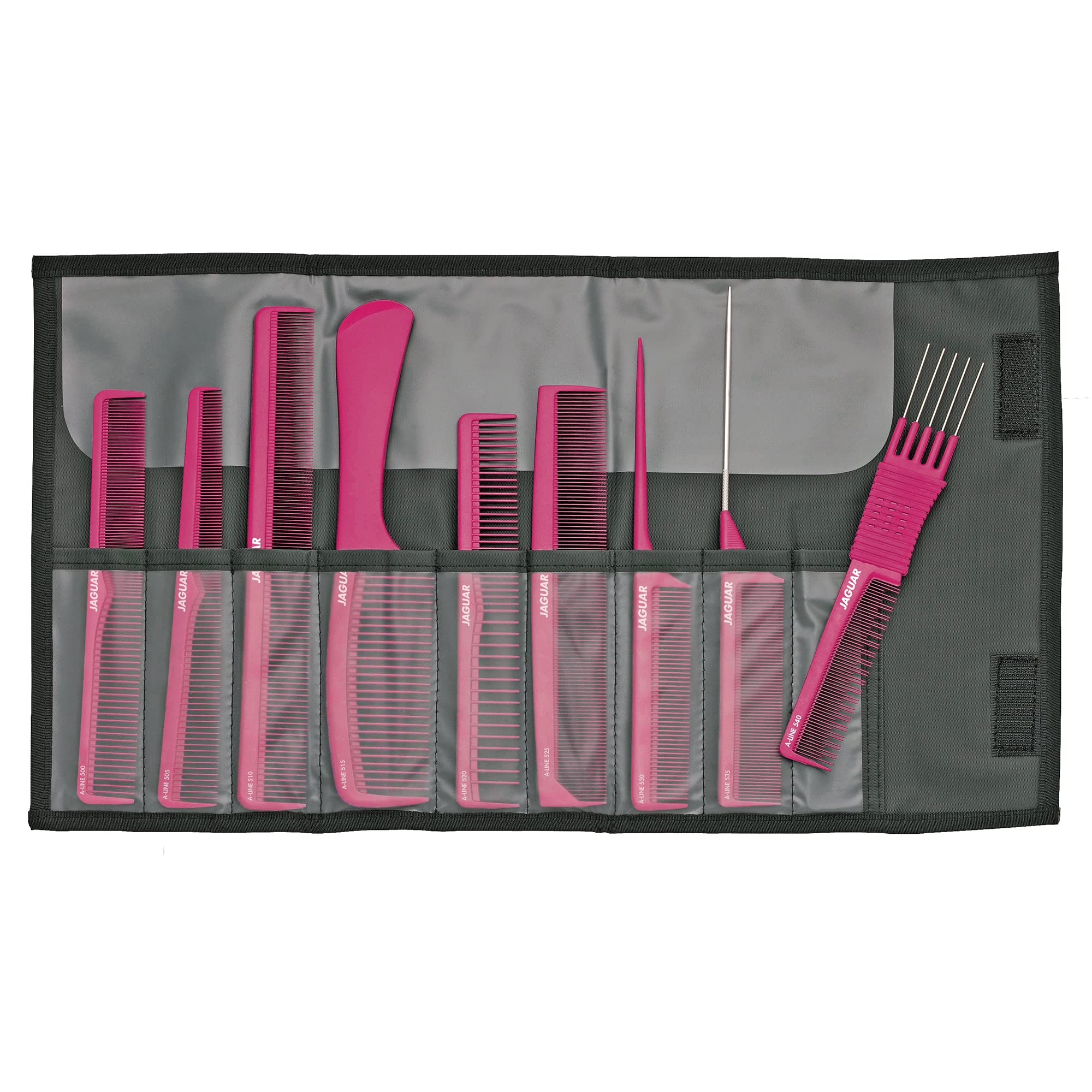Jaguar A-Line Hair Comb 9-Pieces Set, Pink, 0.19 kg