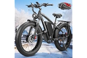 CTVVXXC 6000W Peak Dual Motor Ebike for Adults - 52V 34Ah Fast Electric Bike for Men Women 45 MPH,Up to 100 Miles,24" Fat Tire Lockable Suspension Electric Bicycle for Snow Off-Road Commuter Mountain E-Bike