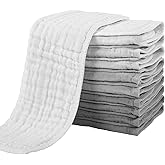Yoofoss Muslin Burp Cloths for Baby 10 Pack 100% Cotton Baby Washcloths for Boys Girls Large 20''X10'' Super Soft and Absorbent Gradient Grey