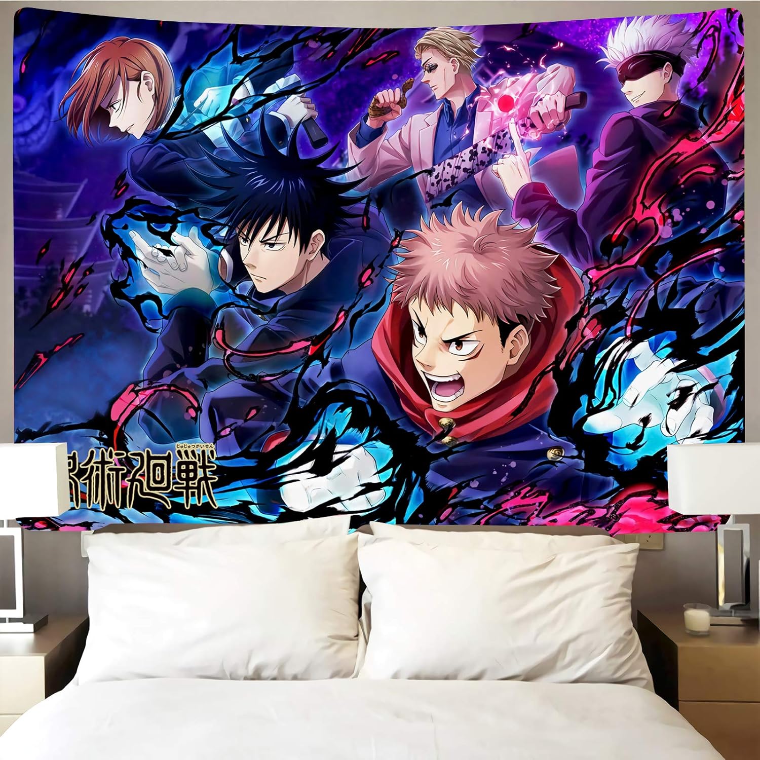 Tapestries - Timimo jujutsu kaisen Anime Tapestry - Gojou Poster - Roller Scroll - Jujutsu Large Background Wall For Bedroom, Bedroom Wall Art Decor 60x80 Inch Anime Poster