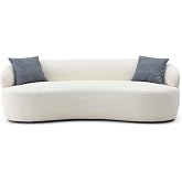 KEIKI 87" Curved Oversized Boucle Cloud Sofa with Thickened Seat Cushions and Backrest, Modern Style 3-Seater Upholstered Corner Fluffy Couch, No Assembly Required, for Apartment, Living Room, Beige