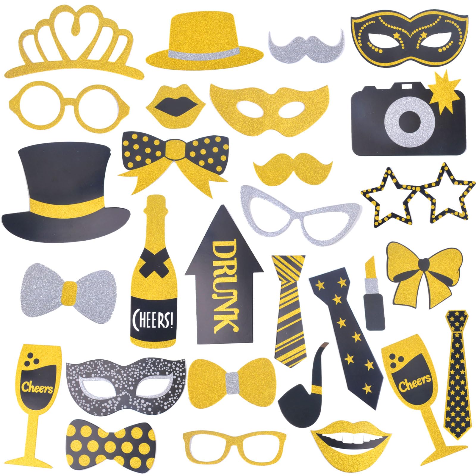 SSKHE 30 PCS Photo Booth Props, Funny Party Photo Booth Props, Glitte Party Props