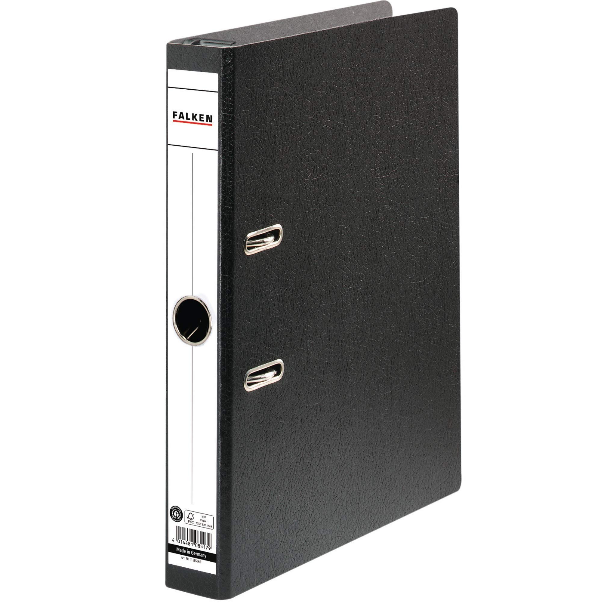 Original Falken suspension file hardboard. Made in Germany. 5 cm narrow DIN A4 black with hanging swivel plastic ring binder file folder letter file office folder cardboard folder Blue Angel