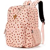 ZORFIN 26L Backpack for College, and Travel: Water Resistant Bookbag - Heart-shaped Strawberry pink