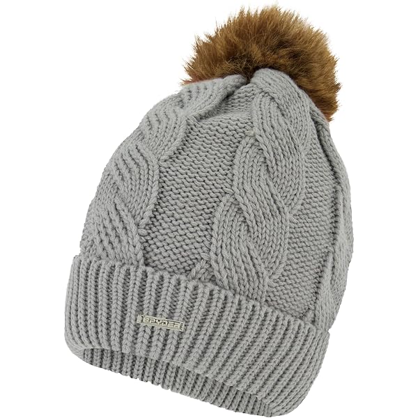 New Calvin Klein Hat Women’s Gray Lined Knit Winter Casual Beanie Hat With Pom Calvin Klein Gray Beanie Hats for Women for sale | eBay main image 4