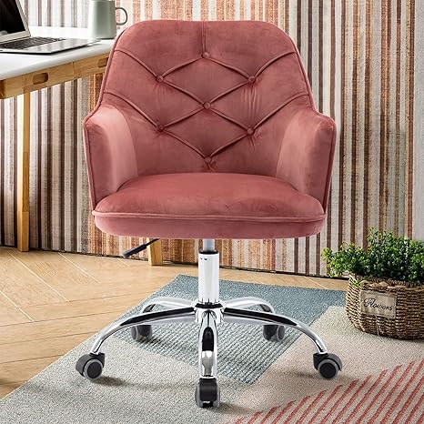 Amazon Com Homvent Upholstered Swivel Chair Modern Design Accent Arm Chair Velvet Desk Chair Leisure Arm Chair Adjustable Swivel Task Stool For Living Room Bedroom Office Red Kitchen Dining