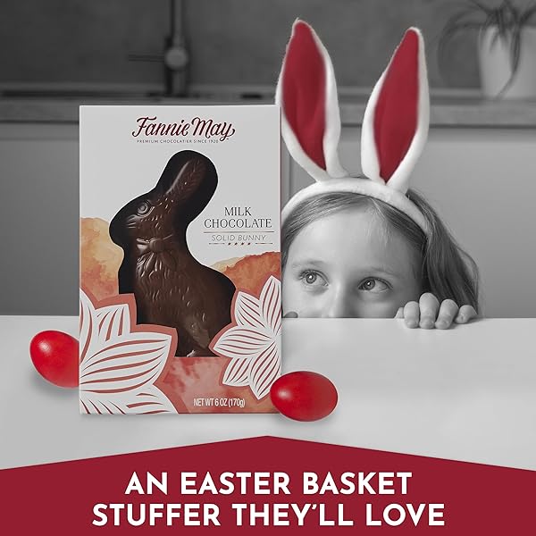 FANNIE MAY, 3 COUNT SOLID MILK CHOCOLATE BUNNY, EASTER BASKET STUFFERS, 6 OZ EACH