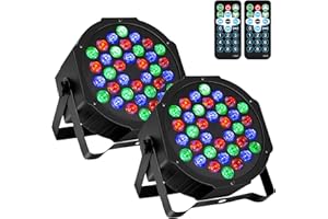 Litake DJ Par Lights, RGB 36 LED Stage Lights Sound Activated,Remote & DMX Controlled LED Uplights,7 Modes Uplighting for Dance Party Church Wedding Birthday Holiday Music Show-2 Pack