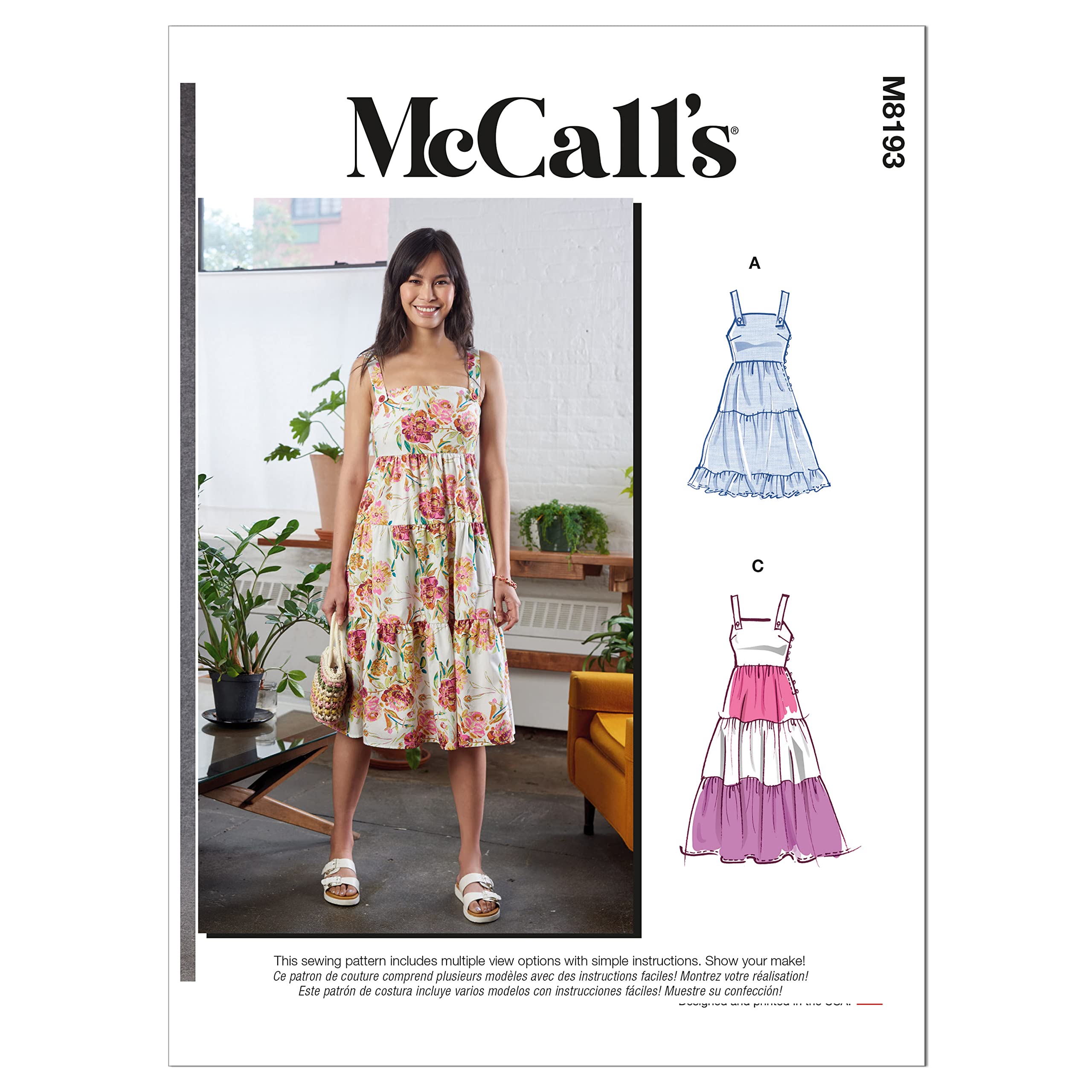 McCalls Sewing Pattern M8193A5 A5 (6-8-10-12-14) Misses' Dresses, Paper, Multi Colour
