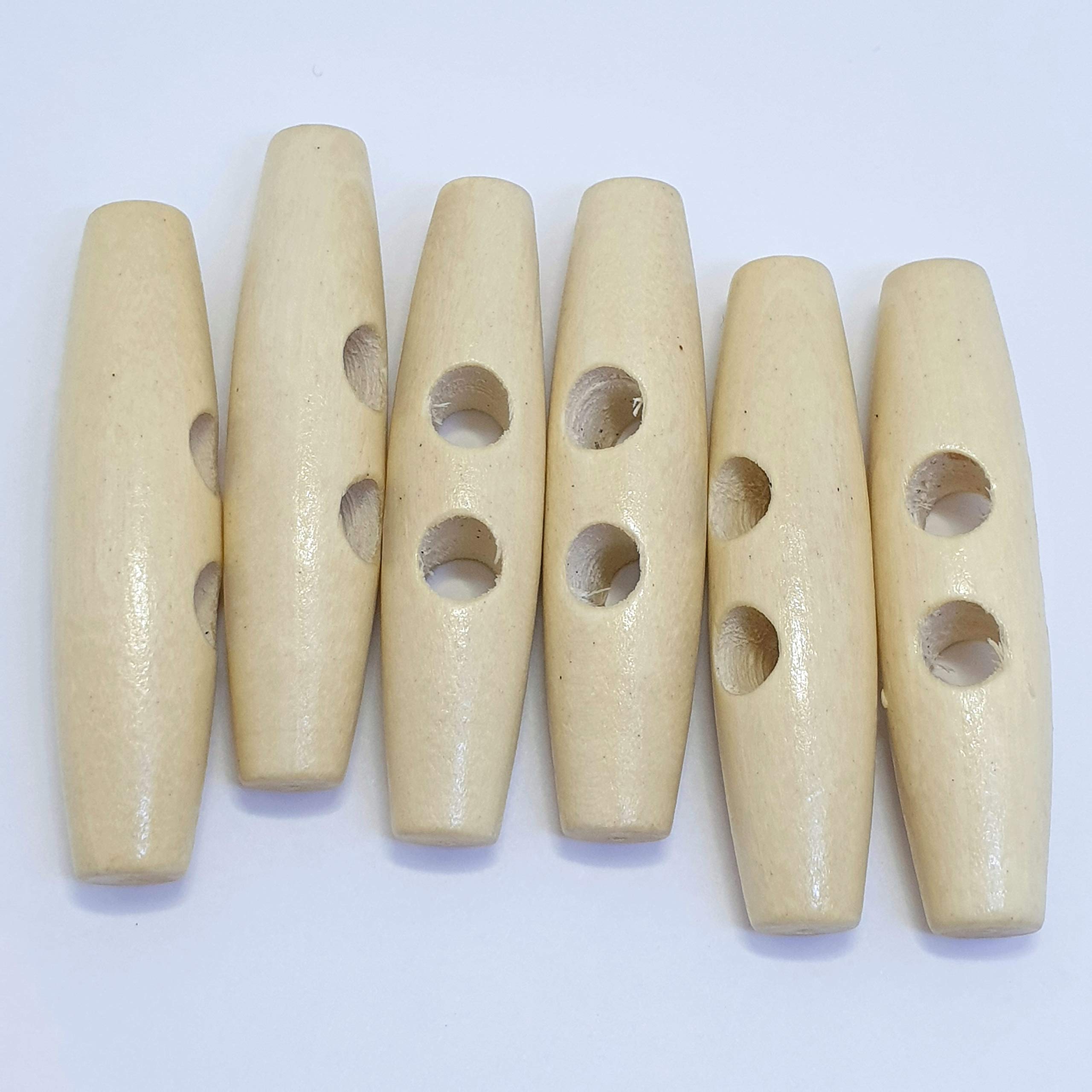 MajorCrafts® 8pcs 60mm Light Brown 2 Holes Large Sewing Oval Toggle Wood Buttons Arts and Crafts Embellishments