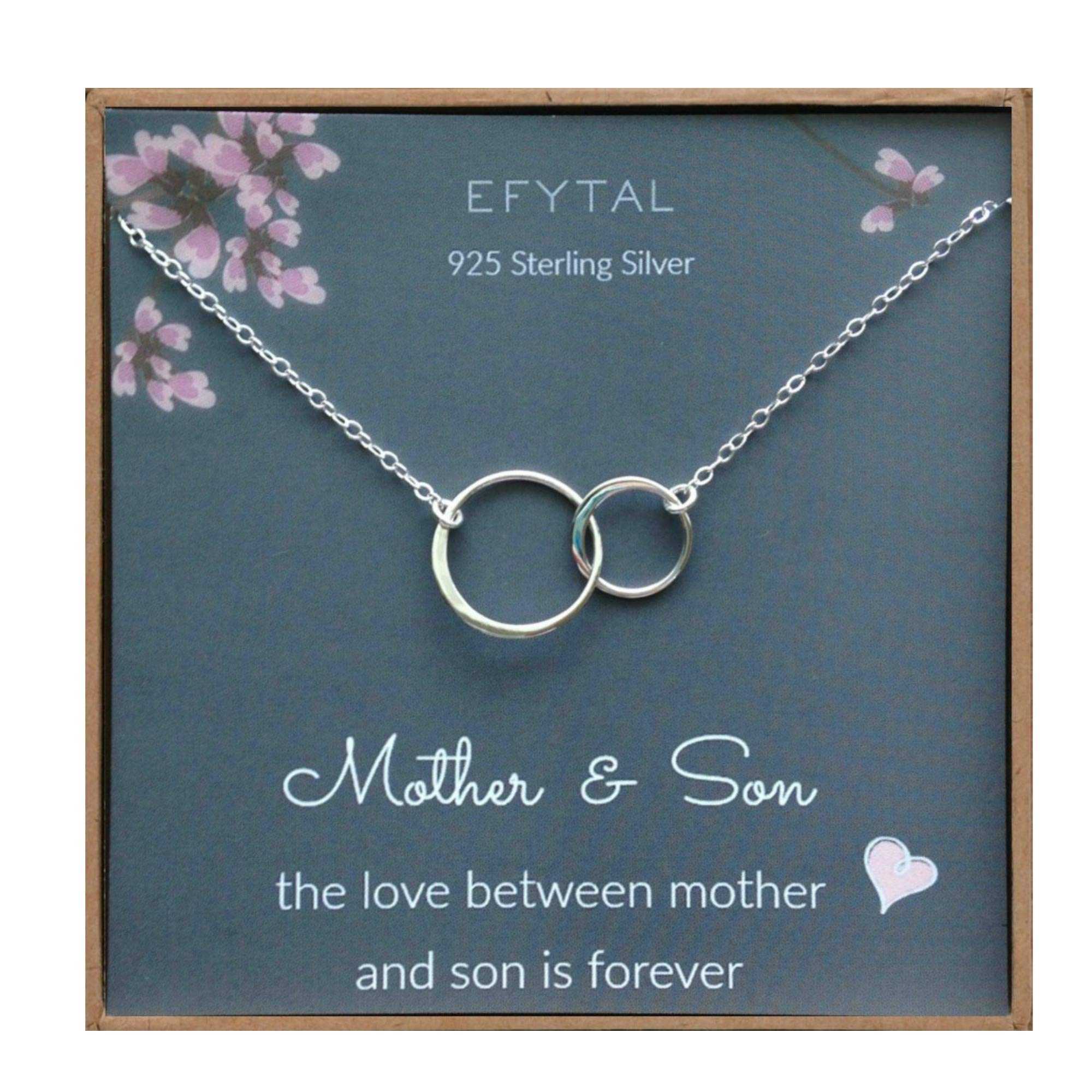 Efytal Mother Son Necklace Sterling Silver Two Interlocking