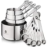 Stainless Steel Measuring Cups And Spoons Set - Heavy Duty, Metal Kitchen Measuring Set For Cooking And Baking Food For Dry I