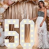 Pooqla 2.4FT Light Up Numbers for 50th Birthday Decorations for Her Him, Marquee Numbers 2.4 Feet Tall Party Decor for Gifts, Mosaic Big Sign for 50th Birthday Party Backdrop Decor, Large Number 50