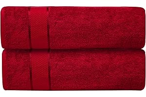 CRAFTBERRY Luxury Bath Sheets| 100% Cotton| Ultra Soft, Plush, Thick, Fluffy, Highly Absorbent, Quick Dry| Home, Gym, Pool, Hotel, Shower | Oversized Large Towel Set for Bathroom| Set of 2| 35 x 70| - Red