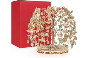 KARMAPLEDGE Green Aventurine Healing Crystal Tree of Life, Home and Office Desk Decor, Feng Shui Bonsai Trees for Postive Energy, Money, Good Luck, Christmas Decor, Spiritual Birthday Gifts for Women, Mom
