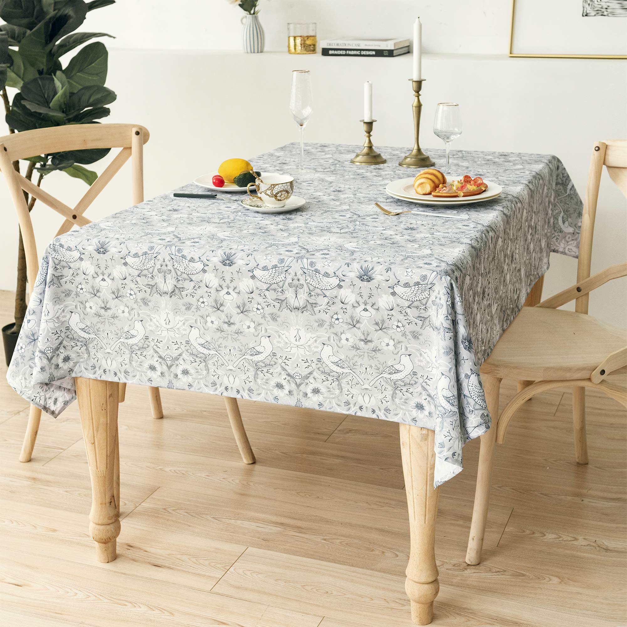 Obal William Morris Grey Tablecloth Original Design Tablecloth Water Resistant Rectangular Table cloth Kitchen Dinning Decoration Table Cover, 180x140cm (Grey Strawberry Thief)
