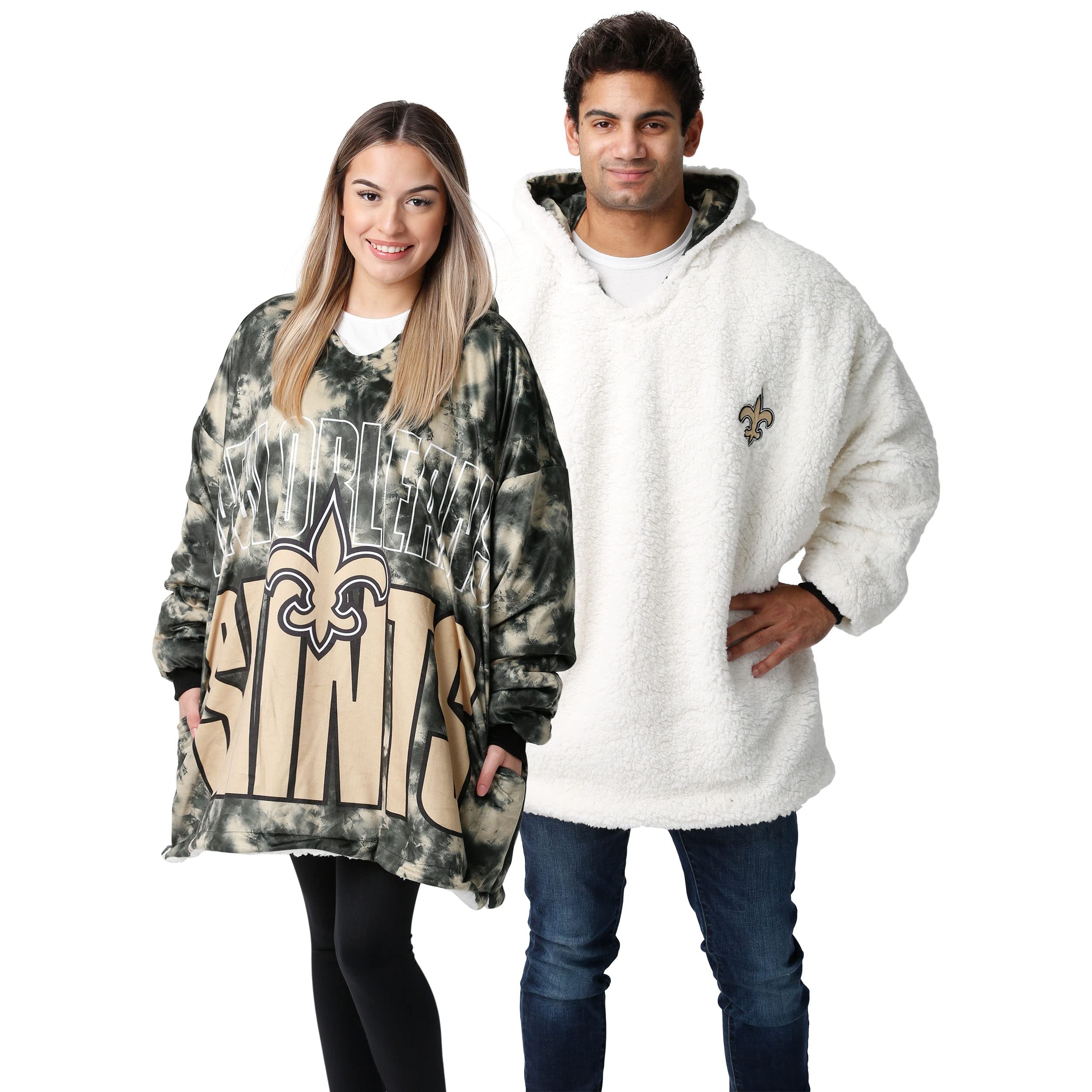 FOCO NFL Team Bold Logo Camo Reversible Oversized Sherpa Hoodie Sweatshirt Hoodeez, One Size Image FOCO NFL Team Bold Logo Camo Reversible Oversized Sherpa Hoodie Sweatshirt Hoodeez, One Size Image
