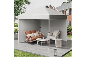 GarveeLife 10x10 Pop Up Canopy Tent with Two Side Walls, Instant Canopies Shelter with Wheeled Carry Bag & 4 Sandbags, Portab