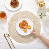 SHACOS Round Placemats Set of 6 Beig e Braided Woven Heat Resistant 38 cm view 8