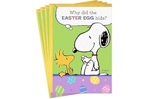 Hallmark Peanuts Pack of Easter Cards, Snoopy Easter Egg Joke (4 Cards with Envelopes)