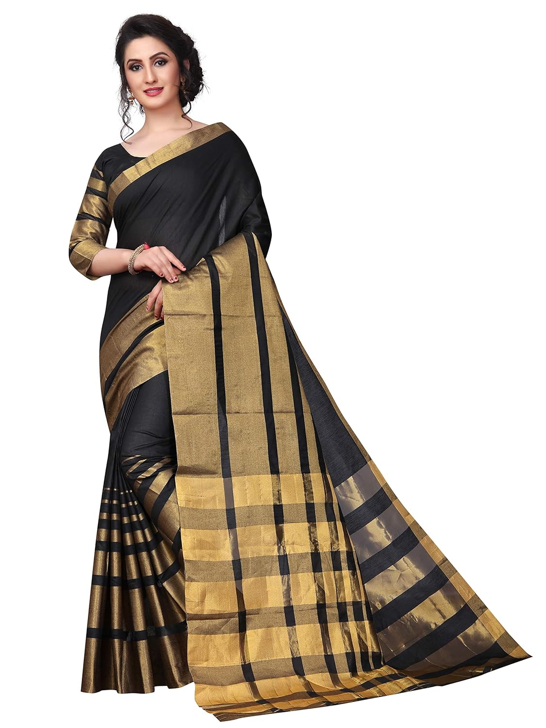 perfectblue women's linen saree with blouse piece (cdzari)