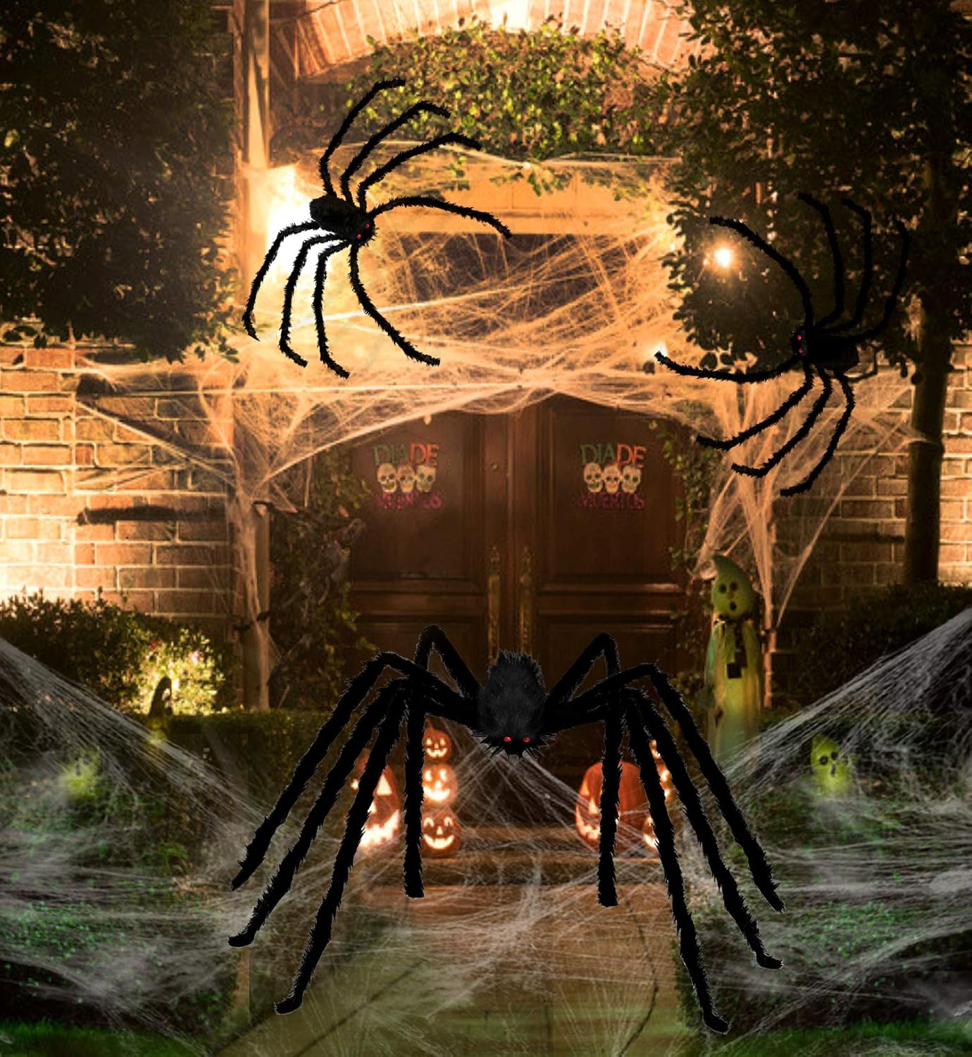 BELANT 6.6FT Giant Hairy Spider Halloween Decorations Scary Outdoor Yard Decor, Black : Garden & Outdoor