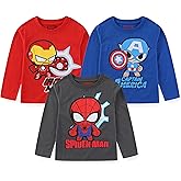 Marvel Avengers Boys 3 Pack Long Sleeve Shirt for Toddler and Big Kids