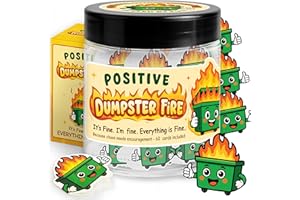 MIKAYENUS 60 Positive Dumpster Fire Cards Jar - Emotional Support Dumpster Fire With Affirmation Cards - Appreciation Gifts For Coworkers - Encouragement Gifts For Coworkers - Coworker Gift For Women