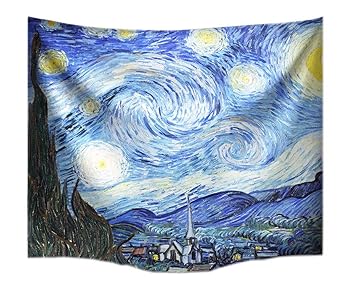 A Monamour Fabric Starry Night Print Vincent Van Gogh Tapestry Wall Hanging For Bedroom Wall Decorations