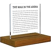 The Man in the Arena Desk Decor, Entrepreneur Gifts for Men, Positive Affirmation Gifts for Men, Motivational Gift for Man, Acrylic Desk Decor Sign with Wood Stand - FSA221
