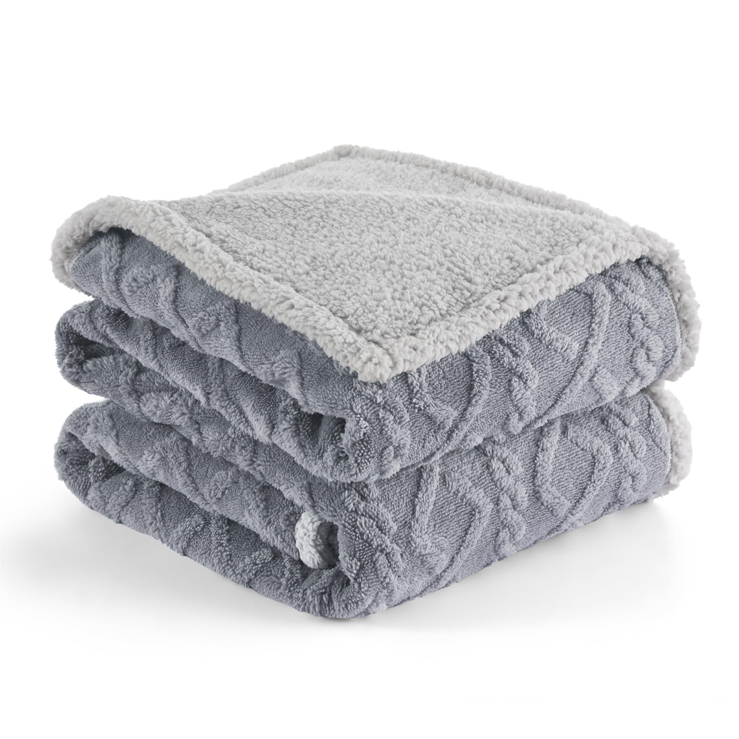 LE SURE Washable Dog Blanket Extra Large - 152x203cm Waterproof Blanket for Dogs and Cats, Twin Patterned Bed and Sofa Couch Throw Protector with Soft Plush, Grey