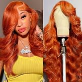 Ginger Wig Human Hair 13x6 200% Density 12A Ginger Orange Body Wave Lace Front Wigs Human Hair Glueless Wig Pre Plucked Bleac