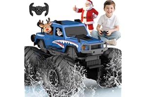 NQD® Monster Truck Toys, Waterproof 360°Rotate 4x4 RC Truck, Amphibious Remote Control Monster Trucks, 2.4GHz All Terrain Off-Road Pickup Toy RC Car for Gifts for Boys Kids Age 6 7 8 9 10 11 12+, Blue
