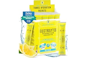 KEY NUTRIENTS Electrolytes Powder Packets - Refreshing Lemonade 20 Pack Hydration Packets - Travel Hydration Powder - No Sugar, No Calories, Gluten Free - Made in USA