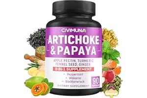 CIVIMUNA Artichoke Capsules with Artichoke, Papaya, Apple Pectin and More - 90 Capsules for 3 Months Supply
