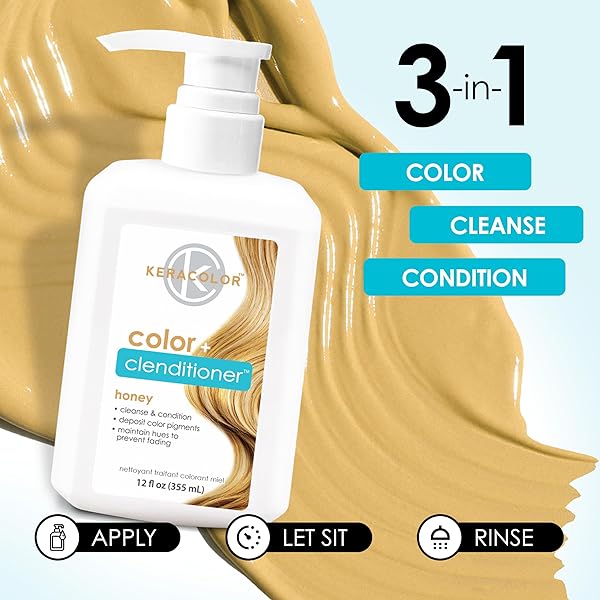KERACOLOR CLENDITIONER HONEY HAIR DYE – SEMI PERMANENT HAIR COLOR DEPOSITING CONDITIONER, CRUELTY-FREE, 12 FL OZ(PACK OF 1)