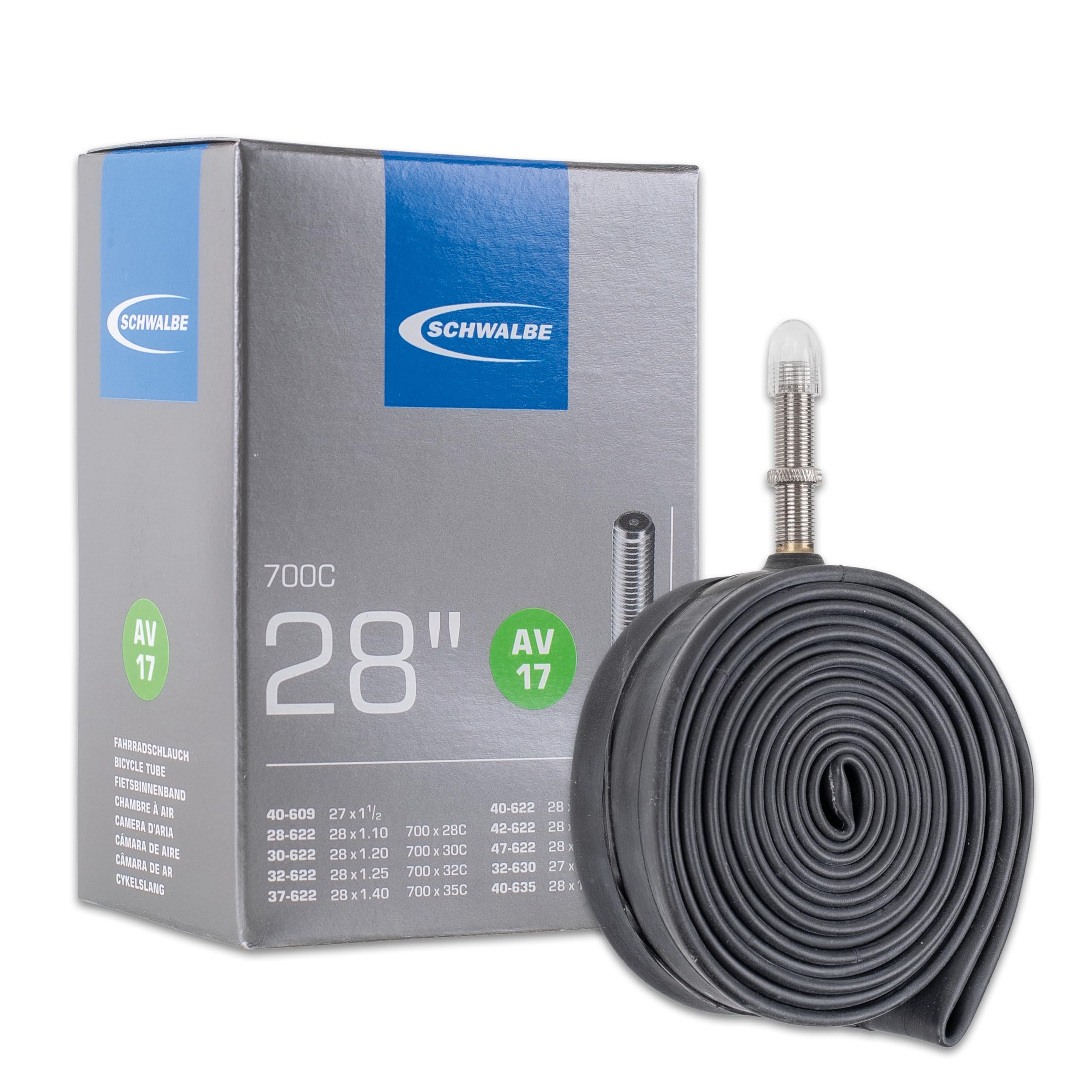 Schwalbe AV17 700 x 28 - 45c (1 1/2-28 x 1.75 Inches) Inner Tube with Schrader Valve