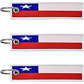 LLBFHH 3 Pcs Chile Chileans Country Flag Keychain,Woven label Key Chains for Car Keys,Fabric Key Chains Men and Women,Used for Various Decorations.