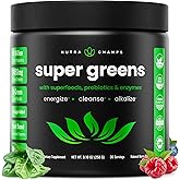 Super Greens Powder, 40+ Organic Superfoods, Probiotics & Enzymes for Energy, Digestion, Gut Health & Bloating | Organic Fruit & Veggie Drink Mix with Prebiotic Fiber, Daily Green Juice Smoothie Blend