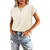 Neweek Womens 2026 Cap Sleeve Tops Casual Crew Neck Loose Fit Sweater Vest Lightweight Knit Pullover Tank Summer Tops