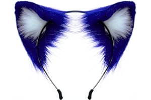 QinRuan Cat Fox Faux Fur Ears Headband Cute Halloween Fancy Dress Cosplay Handmade Animal Furry Ears Hair Hoop